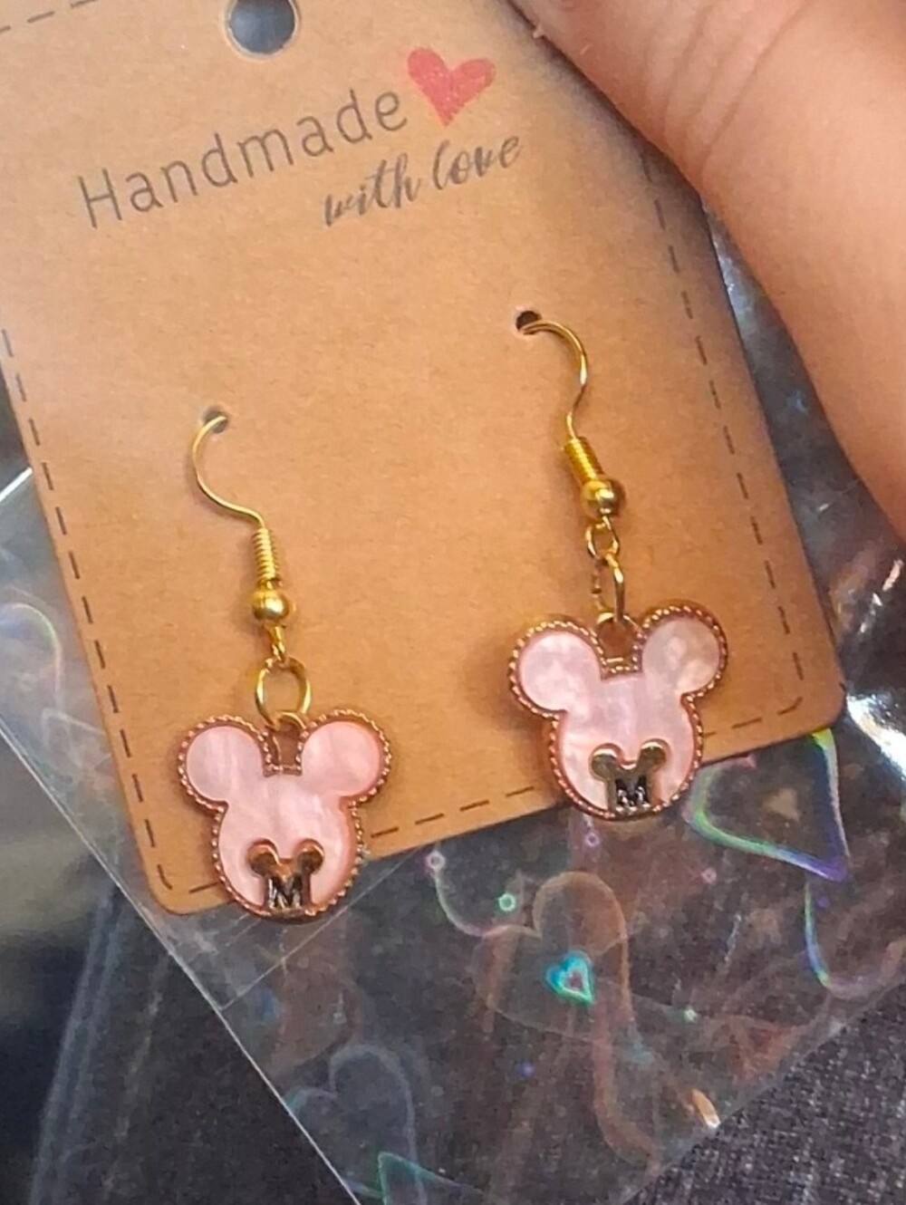 $8 Each Or Bundle 5/$20 Handmade Pink Mickey Mouse Silhouette Earrings